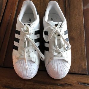 Adidas superstar black and white 6.5! Barely used